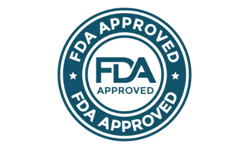 Flow Care PRO logo indicating production in an FDA-approved facility for safety and quality.